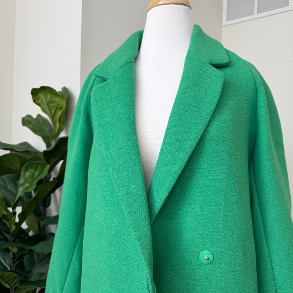 Green Single-Button Long Coat - Picture 8 of 16
